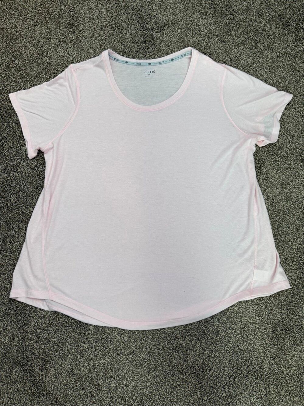ZELOS Women's Pink Short Sleeve Scoop Neck T-Shirt 2X